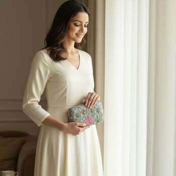 Floral Mint Green Clutch Bag, 3 of 12