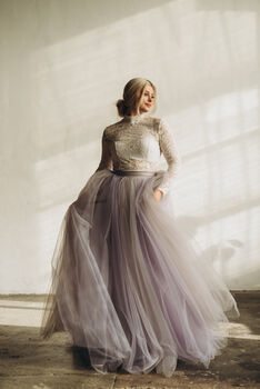 Lilac And Grey Ombre Bridal Skirt For Alternative Weddings, 3 of 12