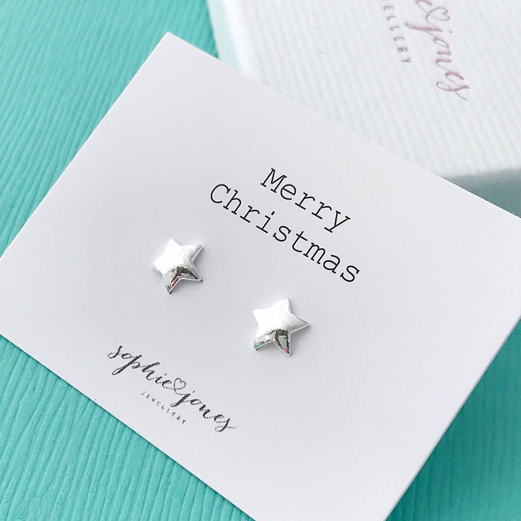 Christmas Silver Star Earrings, 1 of 2