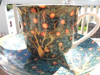 Large Cup And Saucer In William Morris Woodpecker Design, 6 of 12