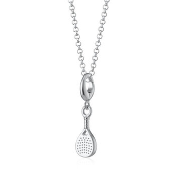 Sterling Silver Padel Racket Charm Necklace, 3 of 6