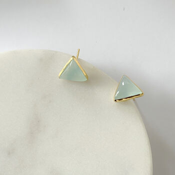 Aqua Chalcedony Triangle Stud, 2 of 5