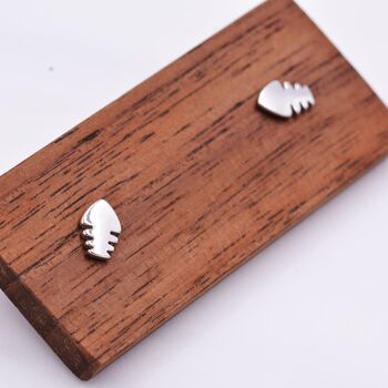 Fish Bone Stud Earrings In Sterling Silver, 3 of 12