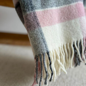 Pure Wool Blanket – Pink/ Grey, 4 of 4