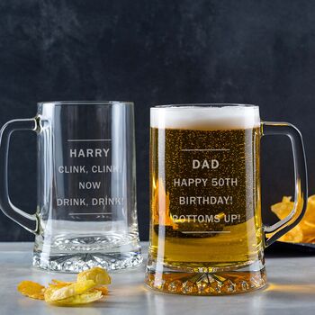 Personalised Pint Glass Beer Tankard For Him, 10 of 12
