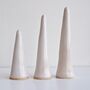 Handmade White Gloss Ceramic Ring Holder Cones, thumbnail 2 of 11