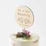 Engraved Botanical Personalised Wedding Cake Topper, thumbnail 2 of 6