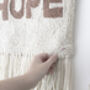 Brown And Cream 'Hope' Punch Needle Wall Art, thumbnail 4 of 4