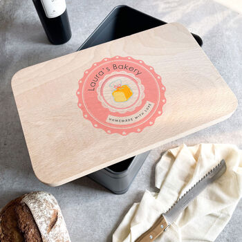 Personalised Bread Bin/Cake Tin With Wooden Lid, 3 of 11
