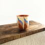 Ceramic Stoneware Espresso Cups In Beige And Blue, thumbnail 3 of 5