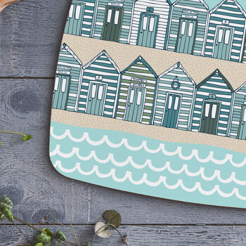 Beach Huts Chopping Board In Blue Colourway, 2 of 4