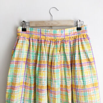 Pastel Check Cotton Midi Skirt, 5 of 6