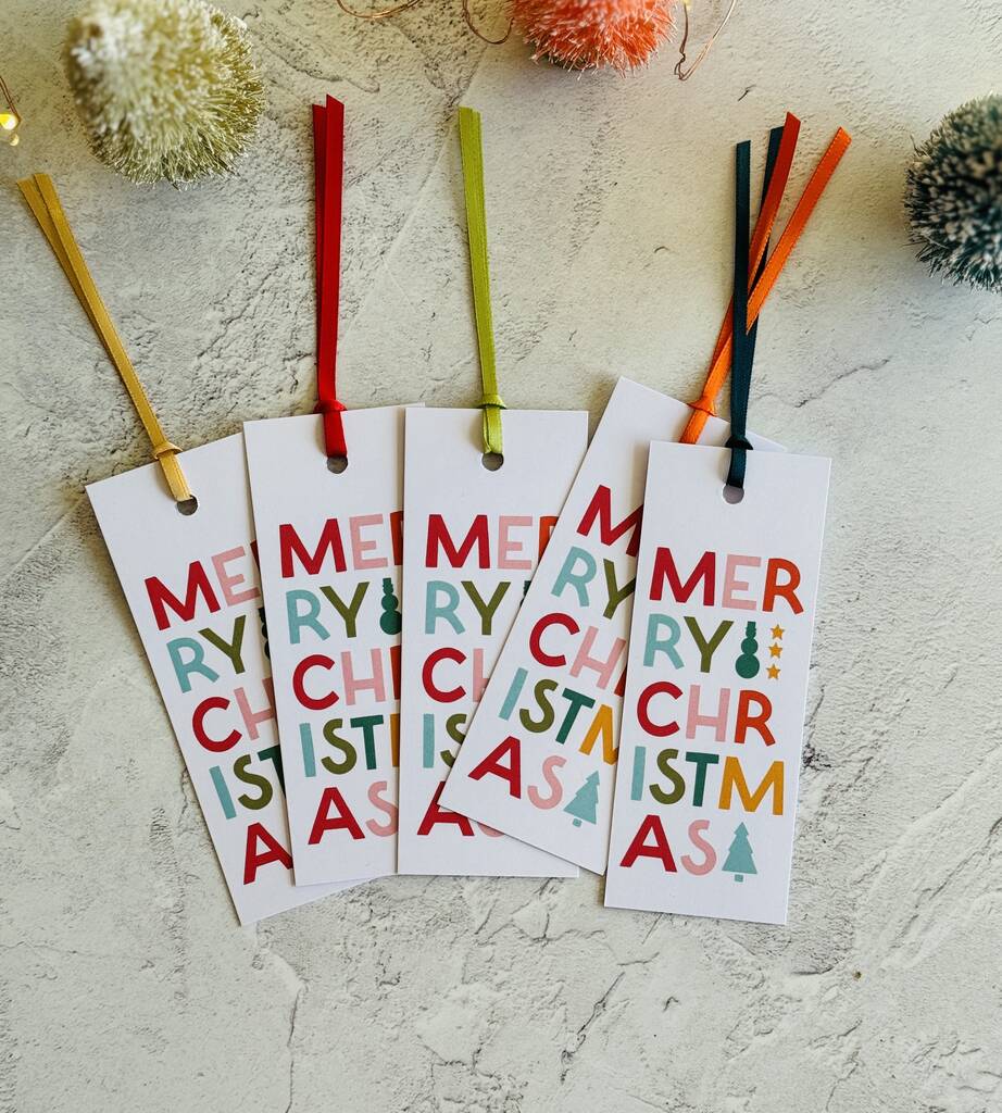 Christmas Gift Tags 'Colour Pop' Set Of Five, 1 of 4
