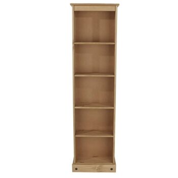 Tall Narrow Corona Design Pine Bookcase, Antique Wax, 3 of 6
