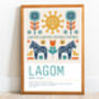 Lagom Definition Print, Lagom Print, Lagom Quote, Nordic Wall Art, thumbnail 2 of 2