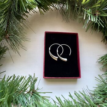 Wedge Earrings In Textured Matt Sterling Silver, 3 of 4