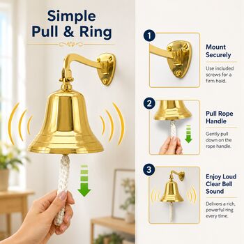 Vintage Ship Bell In Solid Brass, 3 of 11