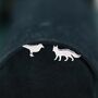 Mismatched Fox And Crow Stud Earrings In Sterling Silver, thumbnail 5 of 12