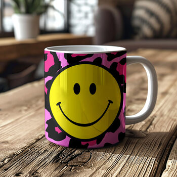 Leopard Print Animal Print Smiley Face Mugs Choice Of Four Colours, 4 of 8