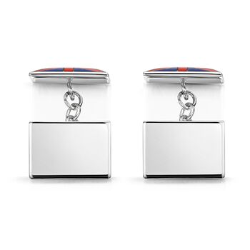 Union Jack Silver Engraved Cufflinks | Groom's Party Wedding Gift, 4 of 7