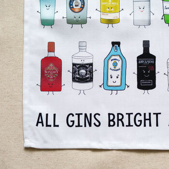 'All Gins Bright And Beautiful' Gin Tea Towel, 4 of 5