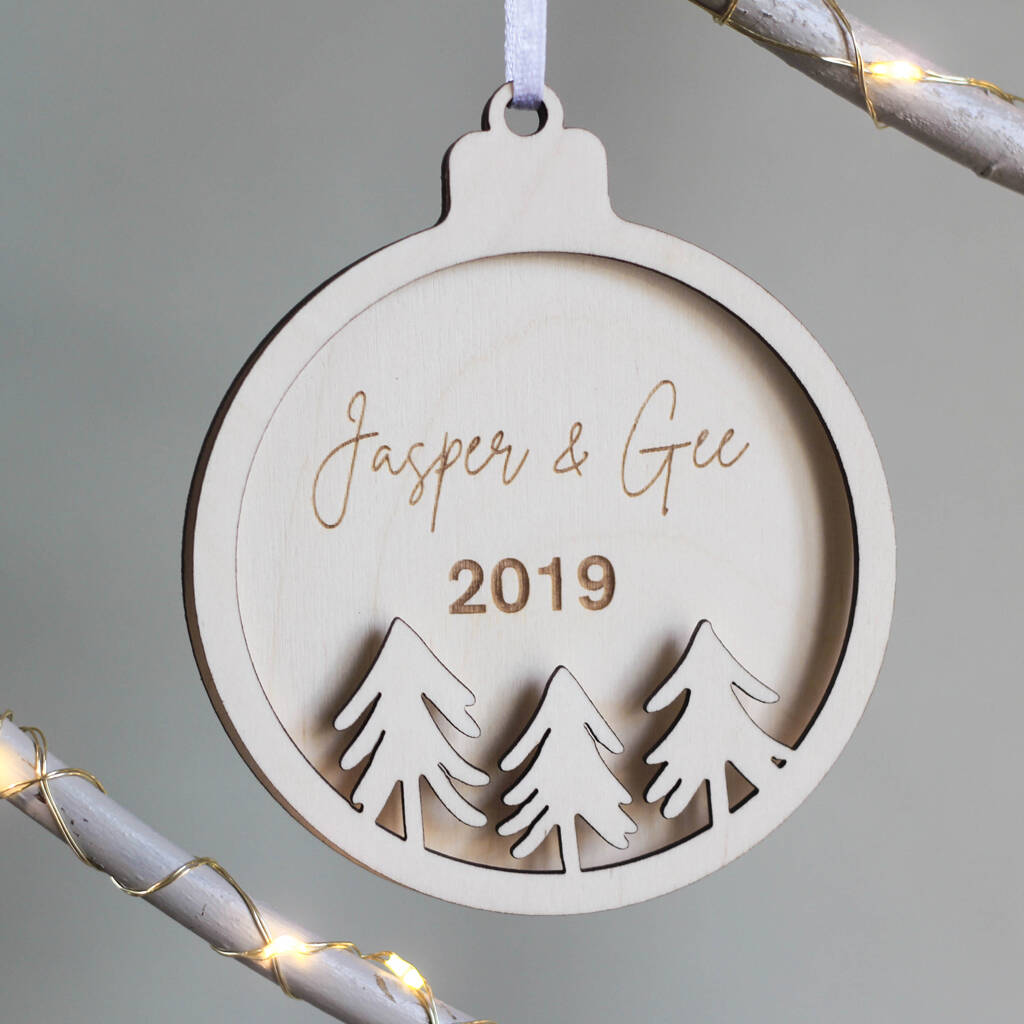 Personalised Wooden Christmas Trees Ornament By Fira Studio