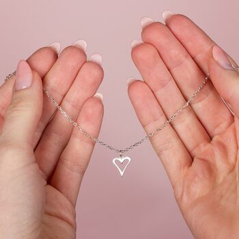 Open Heart Sterling Silver Necklace, 3 of 6
