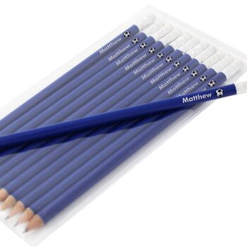 Personalised Blue Football Motif Pencils 12 Pack, 2 of 2