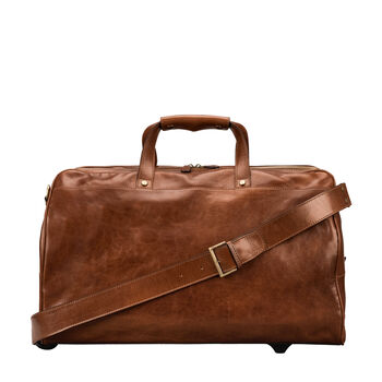 Personalised Mens Wheeled Leather Travel Bag. 'Dino L', 5 of 11