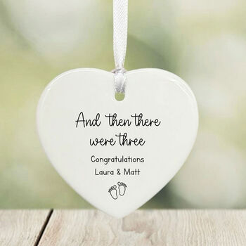 Personalised Porcelain Heart 'Then There Were Three' New Baby, 2 of 2