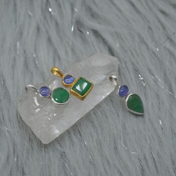 Emerald Tanzanite Pendant: May December Birthstone, 4 of 10