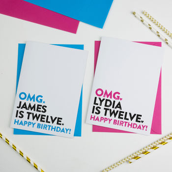 Personalised You're 12 Birthday Card Omg, 2 of 2
