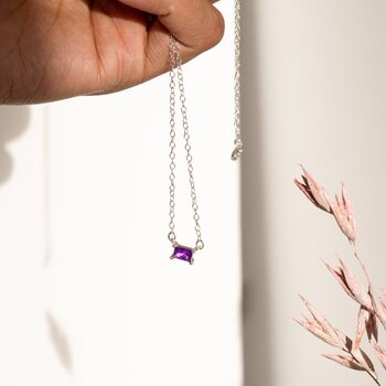 Birthstone Baguette Necklace, 4 of 12