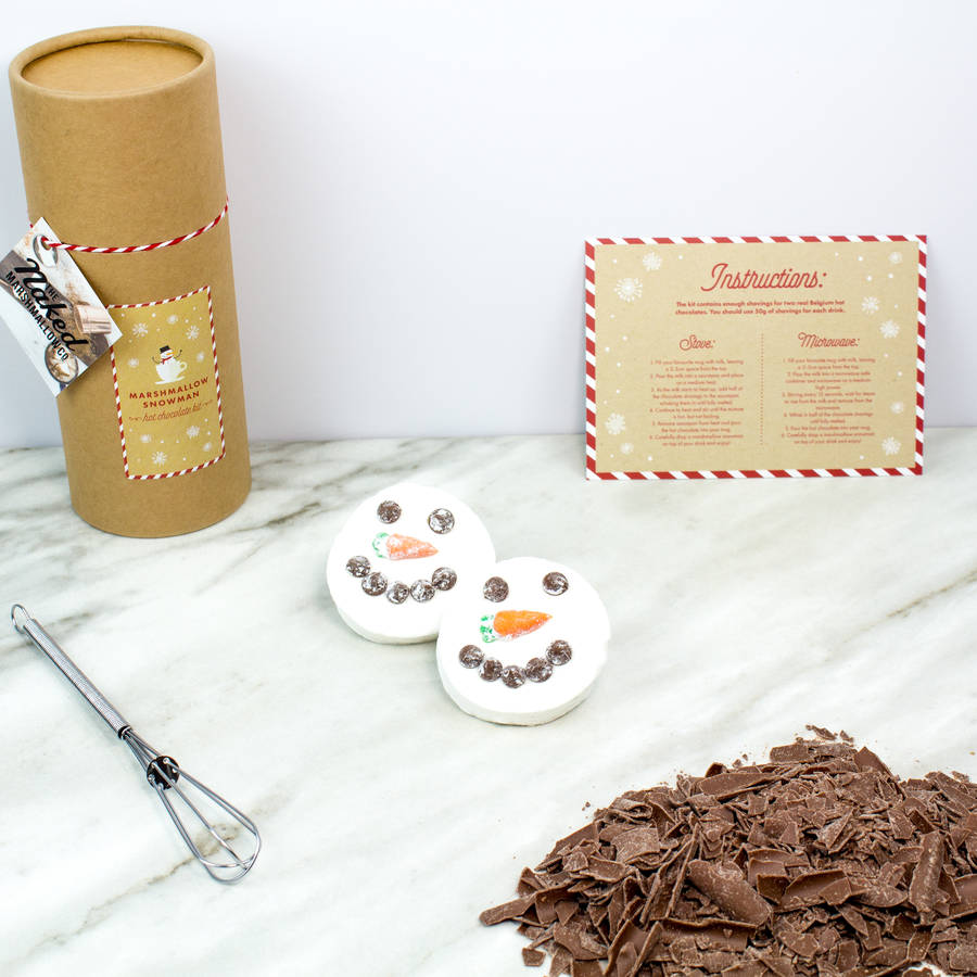 marshmallow snowman hot chocolate kit by the naked marshmallow co