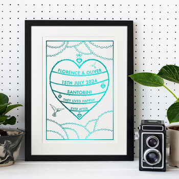 Wedding Heart Personalised Print, 6 of 8