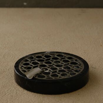 White Marble Ashtray With Laser Cut Brass Lid, 2 of 6