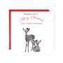 Fawn And Deer Countryside Christmas Card In Red Santa Hats, thumbnail 1 of 4