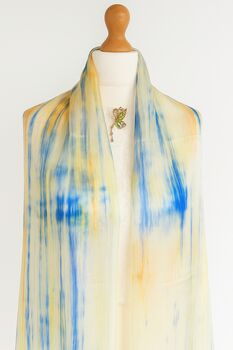 100% Mulberry Silk Scarf, Pastel Yellow, 5 of 9