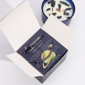 Capricorn Zodiac Crystal Candle And Gemstone Bracelet Gift Set, 4 of 6