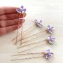 Set Of Five Lilac Crystal Hair Pins, thumbnail 2 of 4