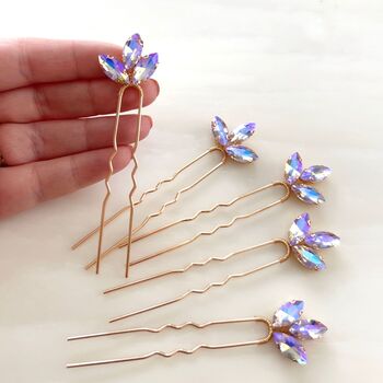 Set Of Five Lilac Crystal Hair Pins, 2 of 4