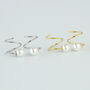 Sterling Silver Pearl Spiral Hoop Earrings, thumbnail 1 of 6