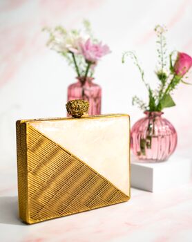 Elayna Mother Of Pearl Gold Clutch, 5 of 9