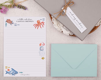 A5 Personalised Children's Stationery Set Gift With Under The Sea Design, 4 of 9
