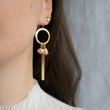 Cassiopeia Earrings Gold Filled Vintage Glass Pearls, 4 of 4