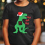 Children's Christmas Caroling Dinosaur T Shirt, thumbnail 2 of 3
