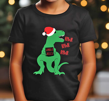 Children's Christmas Caroling Dinosaur T Shirt, 2 of 3