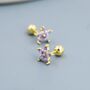 Amethyst Purple Cz Flower Barbell Earrings, thumbnail 8 of 12