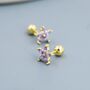 Amethyst Purple Cz Flower Barbell Earrings, thumbnail 7 of 12