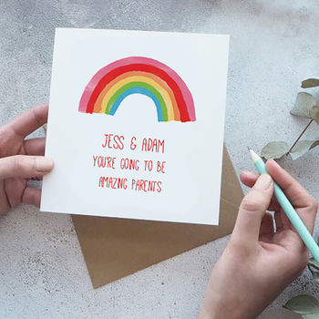 Personalised Expecting Parents Rainbow Card, 2 of 2